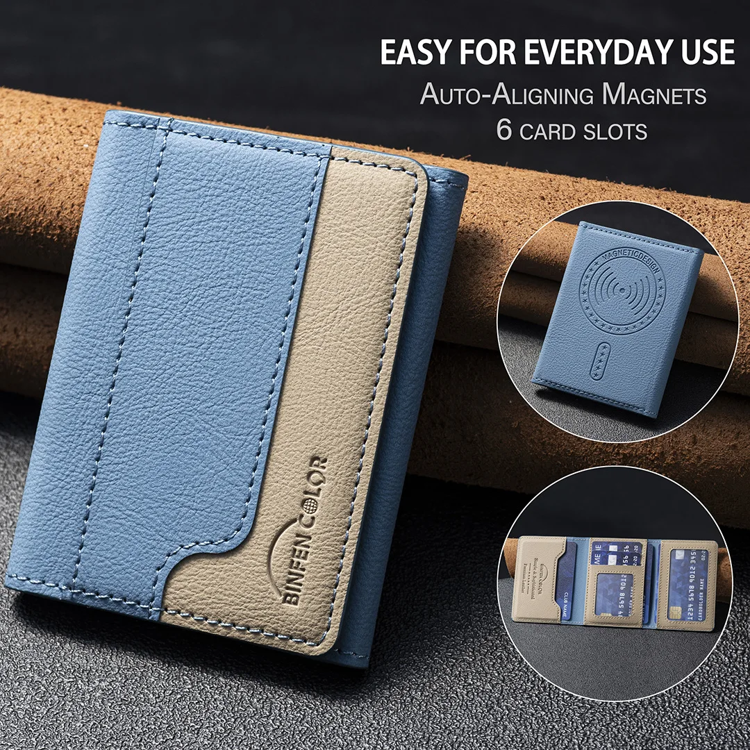 Geeignet für iPhone 16 Dreifach Faltbare Magnetische Brieftasche Kartenhalter, Magnetische Brieftasche mit Rückseitiger Saugnapf-Halterung Universelle Handy-Kartentasche – Detail 8