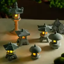Mini pagode lanterna luz estátua do jardim micro paisagem tanque de peixes zen quintal aquário bonsai zen jardim casa decorações ao ar livre