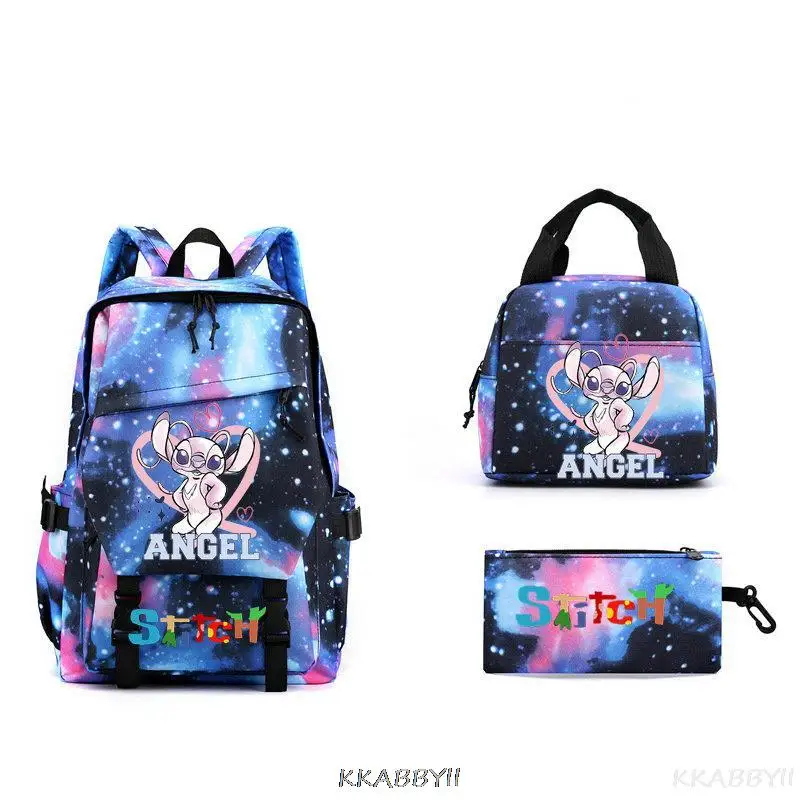 Lilo And Stitch Waterproof Student Bookbag 3Pcs Backpack Girls Travel Rucksack Women Teens School Bag Cute Laptop Mochila