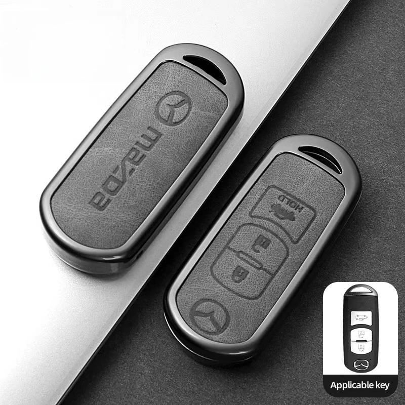 Leder-Autoschlüsselhülle Schlüsselcase für Mazda 2 3 6 Axela Atenza Demio CX30 CX4 CX5 CX-5 CX8 CX-8 CX-30 CX9 CX-9 MX5 Schlüsseltasche – Detail 9