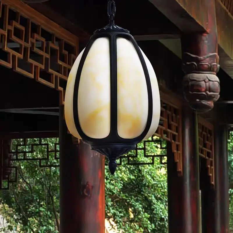 

Japnese Outdoor IP65 Waterproof Pumpkin Chandelier Sun Room Gazebo Courtyard Balcony Corridor Villa Gate Pendant Lamp