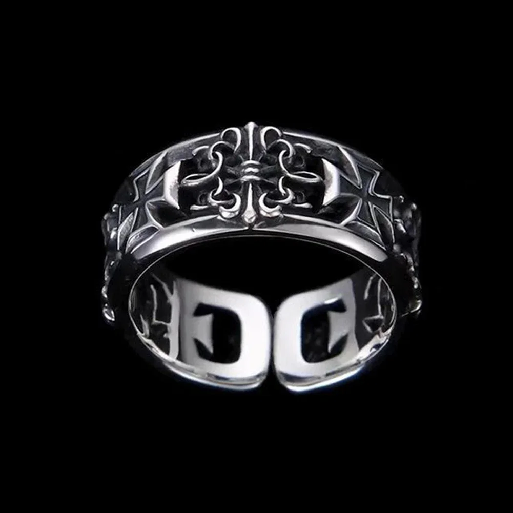 Men's Vintage Gothic Cross Open Adjustable Ring