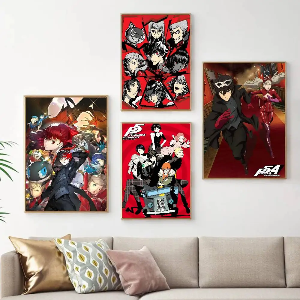 Game P-Personas 5 Whitepaper Poster Waterproof Paper Sticker Coffee House Bar Aesthetic Art Wall Painting