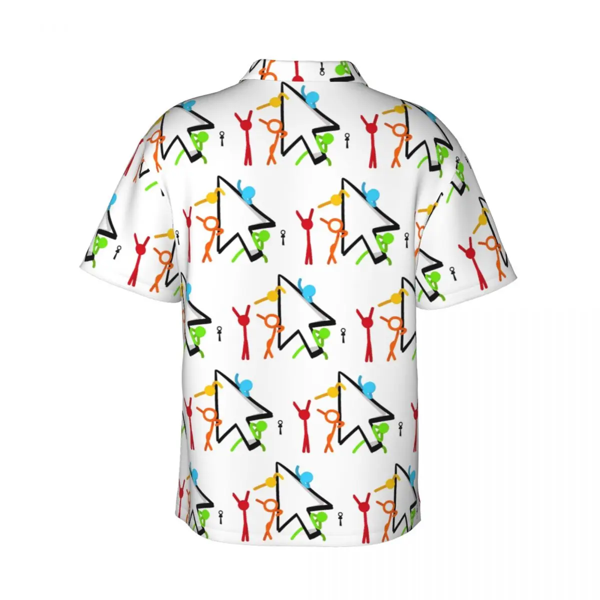 Alan Becker Five Stick Figures With Fire Mouse Pickaxe Men's Shirts Hawaiian Short Sleeve Shirt  Button Tops for Summer Beach