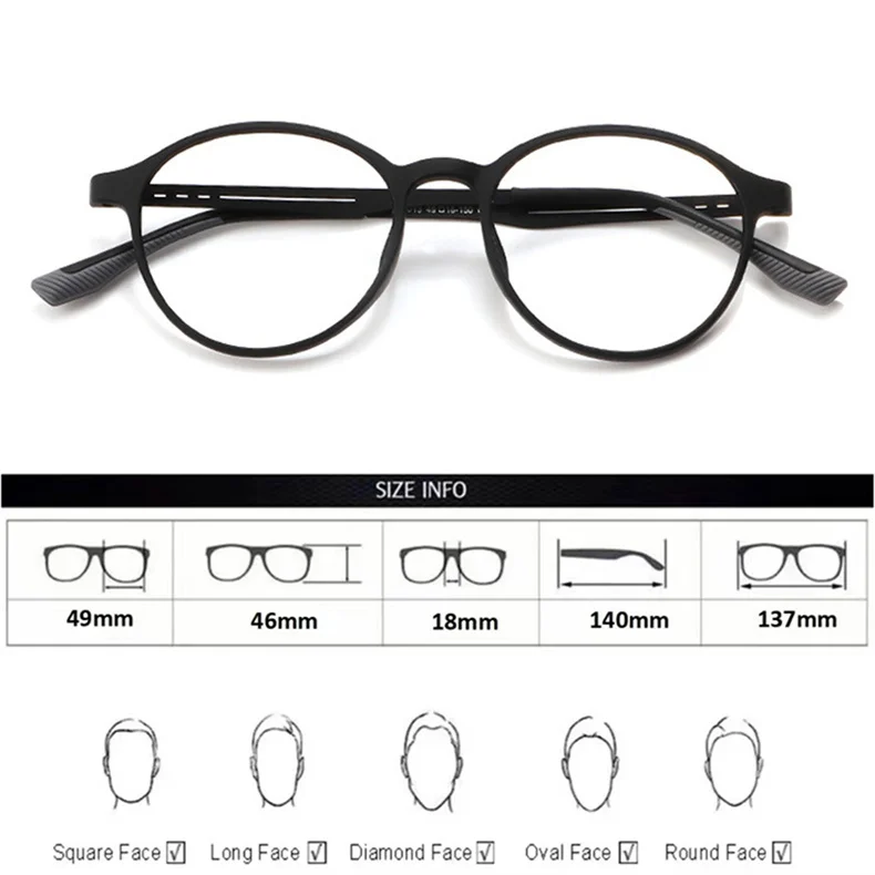 Hochwertige Retro ultraleichte Gummi Titan Brille Rahmen für Männer und Frauen Mode runden Rahmen optische Brille – Detail 5