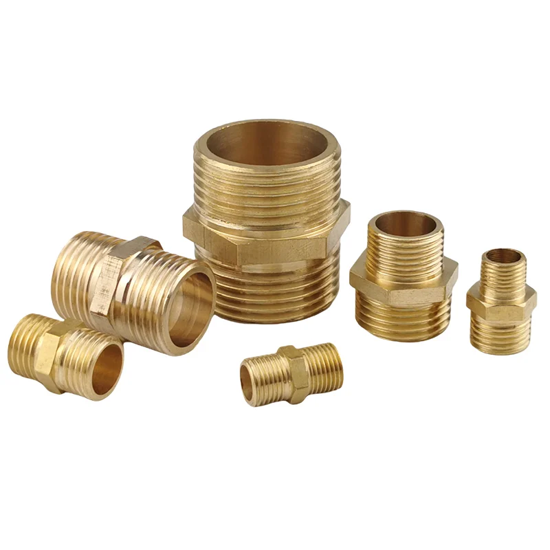 Brass Hex  Pipe FittingWW 1/8 1/4 3/8 1/2 3/4 1 inch Thread Copper Adapter Equal Coupler Connector Water Gas Plumbing Joint