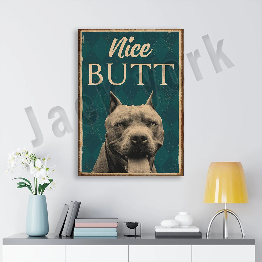 Pit Bull Lovers Pretty Ass Vintage Poster Wall Art Print Home Living Room Bathroom Toilet Toilet Decor Gift, Love Dog Gift