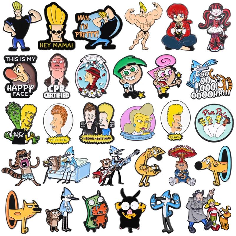 Cartoon Characters Collection Enamel Pins Cool Cute Anime Roles Brooches For Women Lapel Badge Accessories Fashion Jewelry Gifts