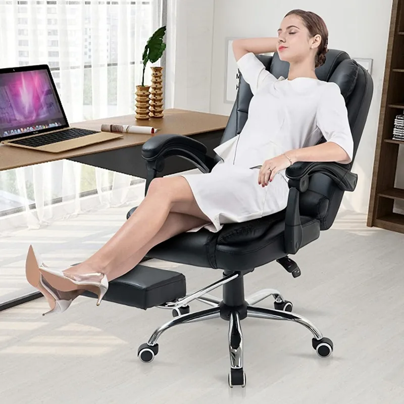 Vibration Massage Office Chair, Reclining Office Chair with Footrest, Home Desk Chair with Armrest, Adjustable Height/Tilt image 3