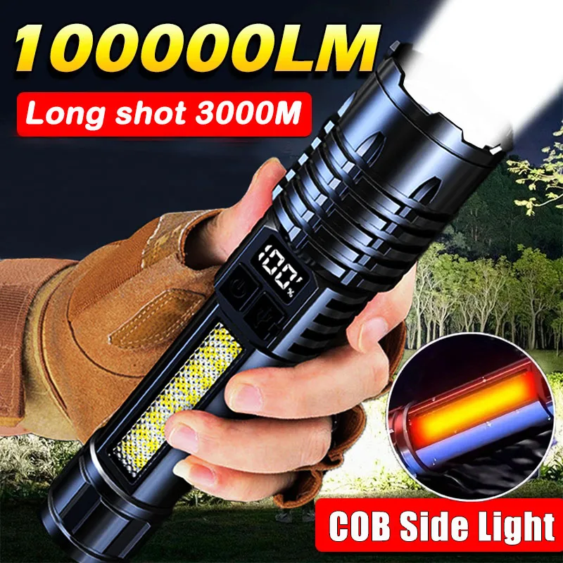 Powerful Led Flashlights High Power Rechargeable Led Flashlights Telescopic Zoom Torch Lamp Outdoor Camping Fishing Lantern