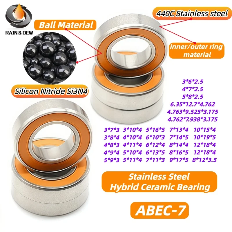 1Pcs SMR105 RS CB 5x10x4 mm Ball Bearings ABEC-7 Stainless Steel Hybrid Ceramic Without Grease Fast Turning