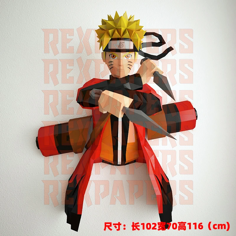 Anime Jepang Model kertas Ninja dekorasi rumah dinding Papercraft 3D DIY mainan kreatif patung poli rendah