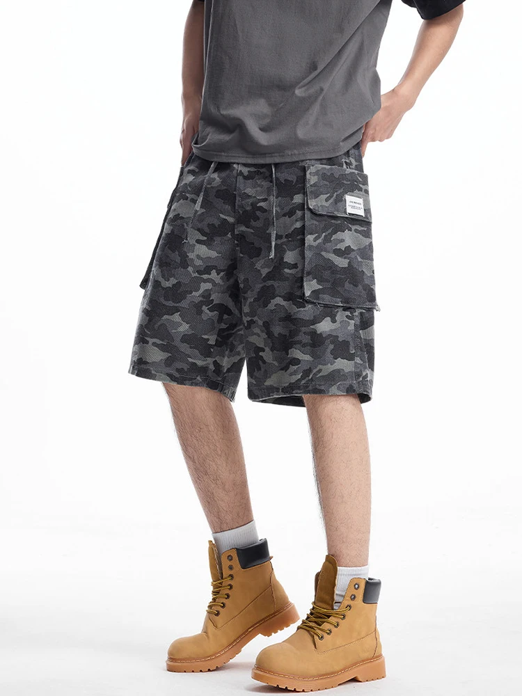 

Повседневные мужские брюки из хлопка, камуфляжные рабочие шорты, ретро-шорты с большими карманами, свободные прямые военные брюки, износостойкие