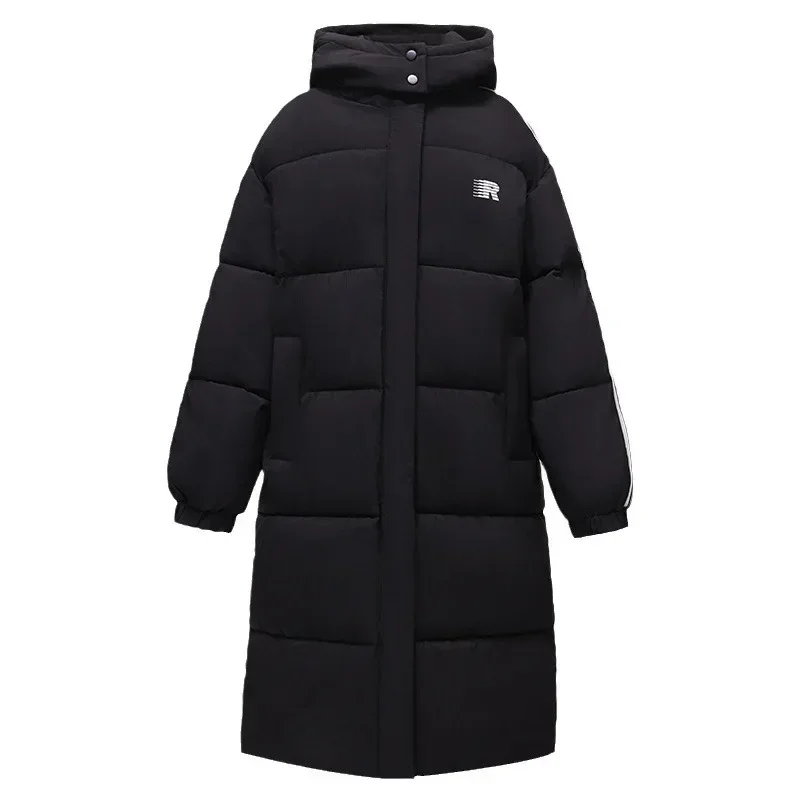 2024 Thickened Cotton Puffer Jacket Women Long Style To The Ankle Hong Kong Style Winter Couple Down Cotton Coat Jacket Female