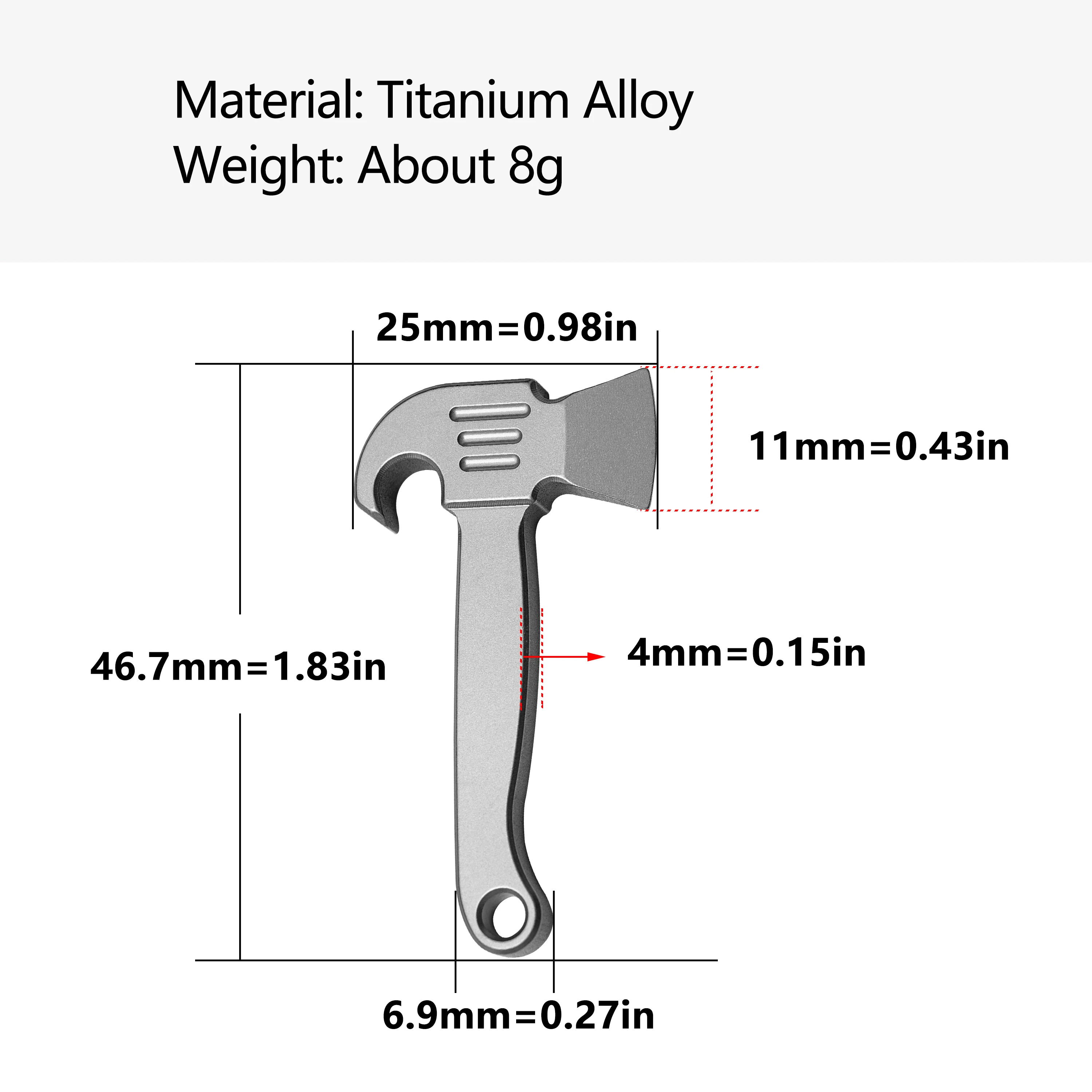 Mini Titanium Alloy Crowbar Outdoor Small Tools Key Chain Pendant Axe Style EDC Multifunctional Unpacking Bottle Opener