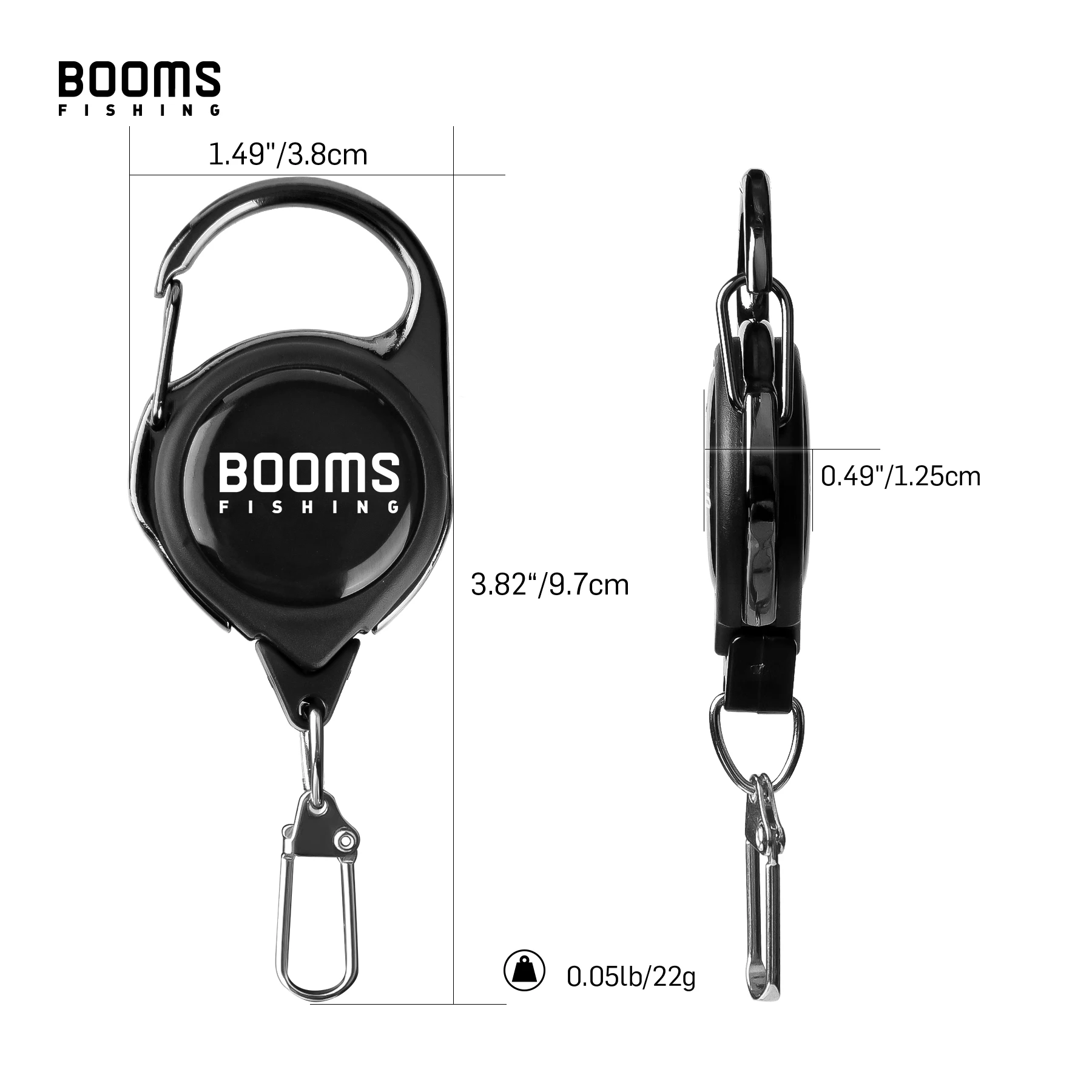 Booms Fishing RG1 Retractable Key Chain with Gear Combo Cord Easy Release Badge Holder Fly Fishing Zinger Retractor Accessories