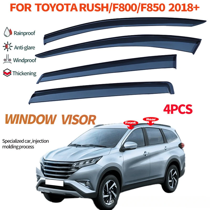 Windproof 3M Tape Install 4Pcs Thickening PS Window Visor For Toyota Rush F800 F850 2018-2022 Weathershied Wind Deflectors