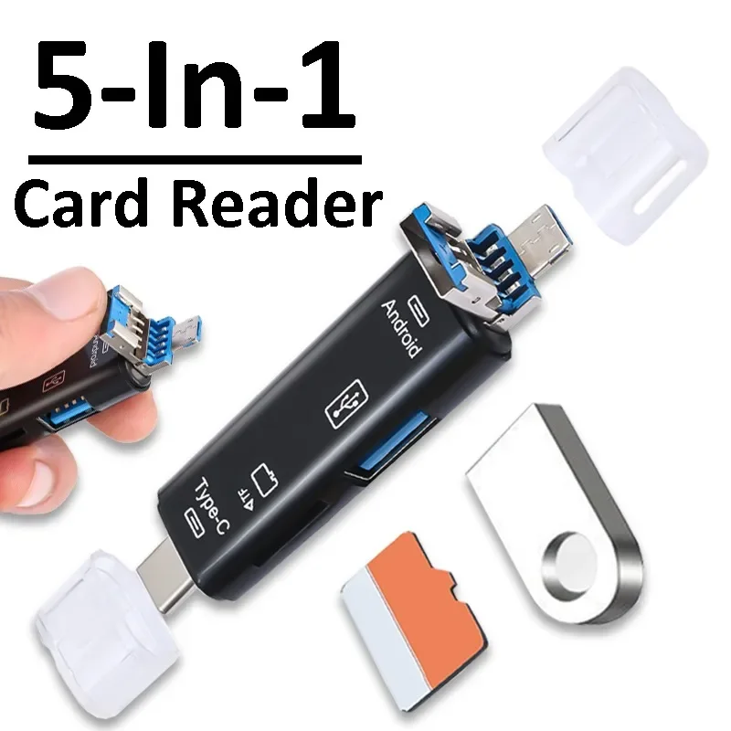 5 In 1 Multifunction Micro Reader Flash Drive Smart Memory Card Reader Type C Cardreader USB 2.0 For USB Micro SD Card Adapter