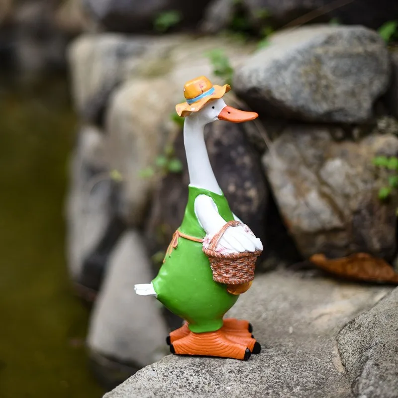 بطة زخرفة حديقة المنزل فناء الديكور سطح المكتب المشهد الحيوان الراتنج زخرفة غرفة المعيشة المنزلي بار مقهى ديكور