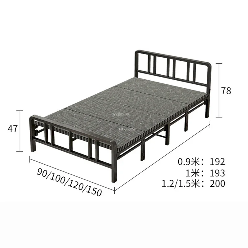 Modern Upholstered Folding Beds European-style Home Furniture Simple Office Nap Bed Outdoor Portable Double Bed Accompanying Bed