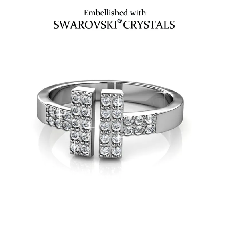 

Daisini, стерлинговое серебро 925 пробы, кольцо с буквой T, открытый размер, украшенное кристаллами Сваровски, женские и мужские ювелирные изделия из белого золота 18 карат