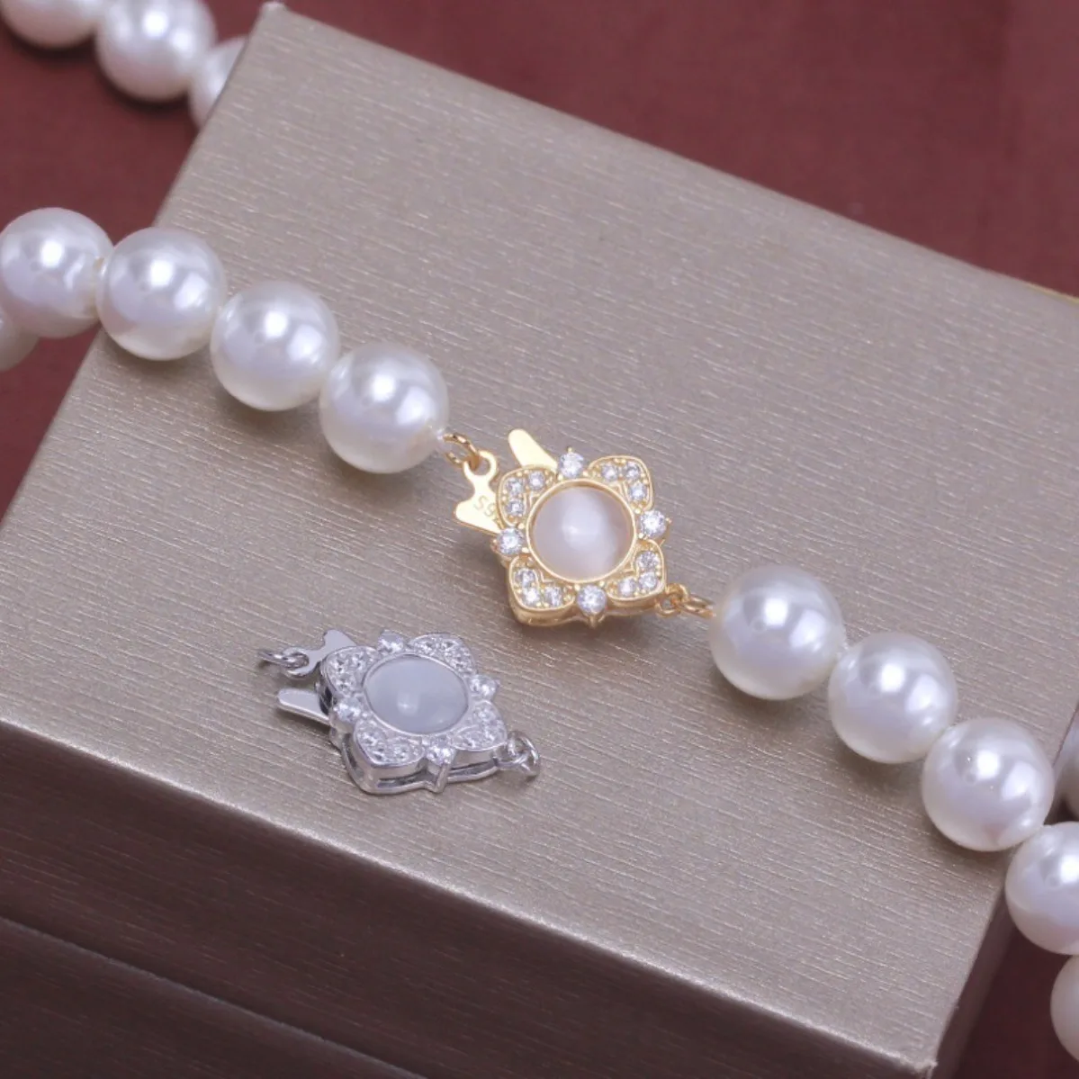S925 Sterling Silver Square Cat's Eye Stone Toggle Clasp DIY Pearl Necklace Bracelet Jewelry Making Supplies For Women