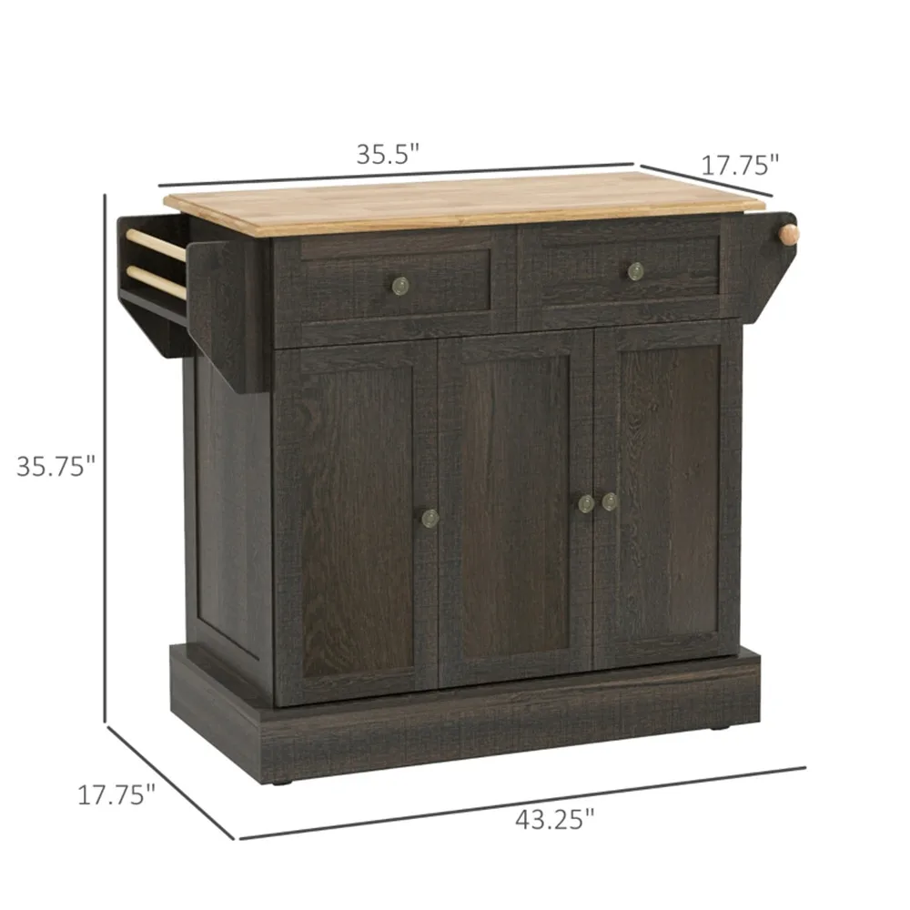 Kitchen Storage Cabinet Two Drawers, Three Doors With Wheels Furniture