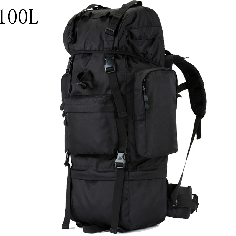 Mochila de gran capacidad de 100L para hombre, mochilas gruesas 1000D de buena calidad, bolsa de viaje para hombre con marco de cubierta para lluvia