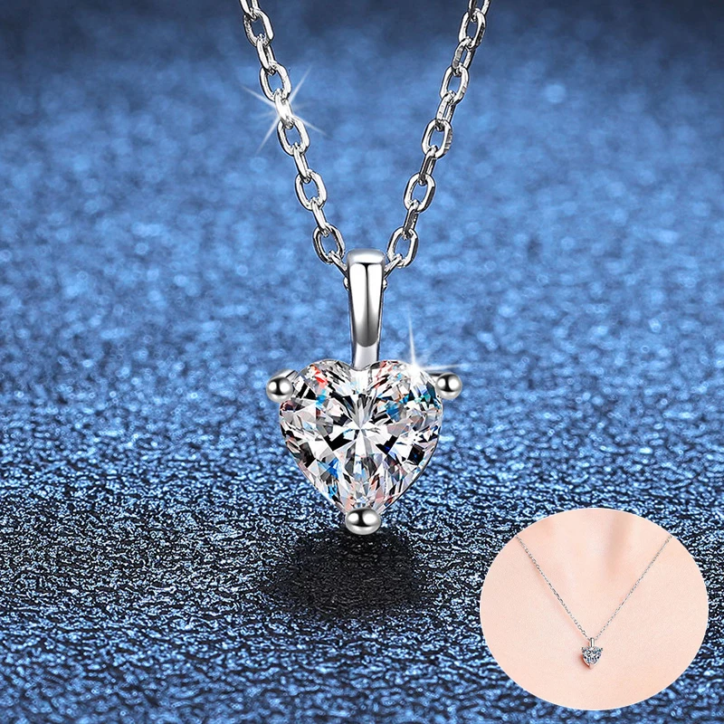 

Apaison 1 ct Real Moissanite Pendant For Women 100% 925 Sterling Silver Sparkling Fine Jewelry Adjustable Necklace Girl Gift