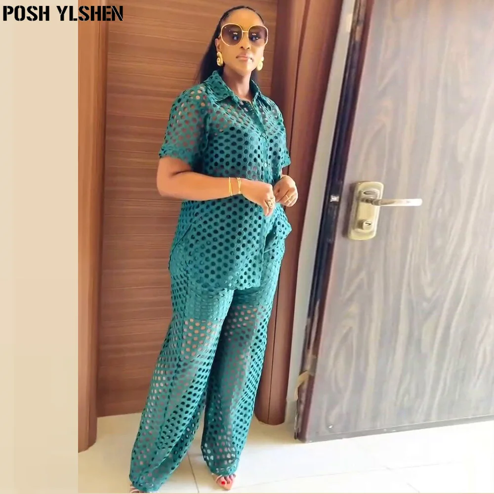 Two 2 Piece Pant Sets Women Outfit Summer Clothes African Dresses for Women 2024 New in Sexys Matching Set Dames Africa Clothing