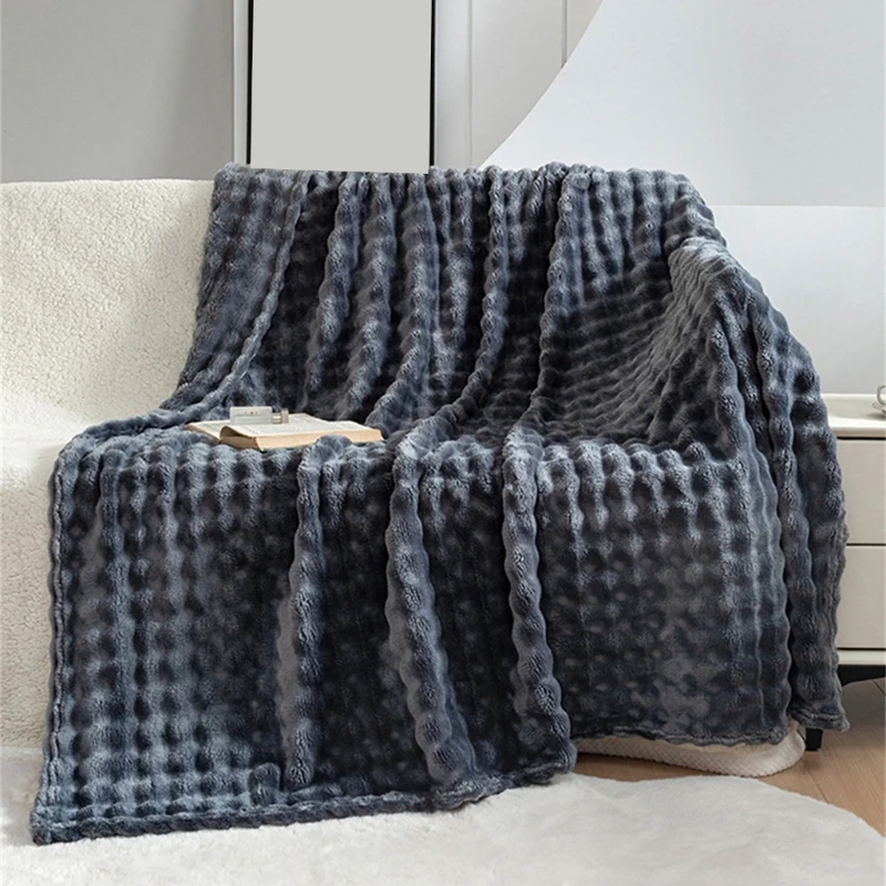 Plushes Cuddly Blanket Softness Rabbit Faux Furs and Flannel Throw Blanket for Sofa Bed Couch 100x150cm