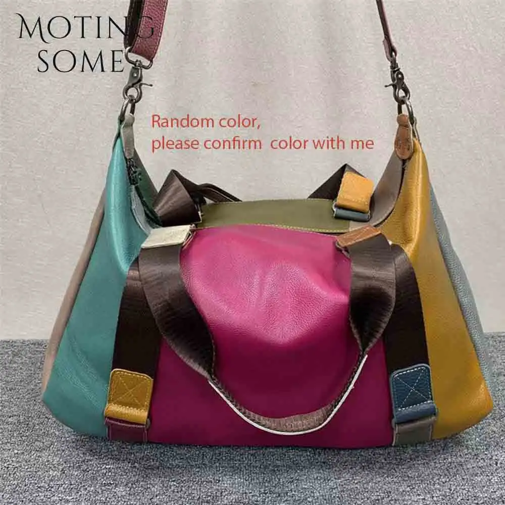 

Motingsome Vintage Leather Woman Bags Shoulder Handbag and Purse Luxury Full Grain Cowhide Oversized Casual Tote Daily Bag 2024