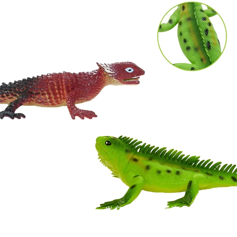 Soft Rubber Reptile Model Toys Simulation Lizards Squeaking and Vocal Lizards Animal Tricky  Toys Desktop Decorations Kids Gift