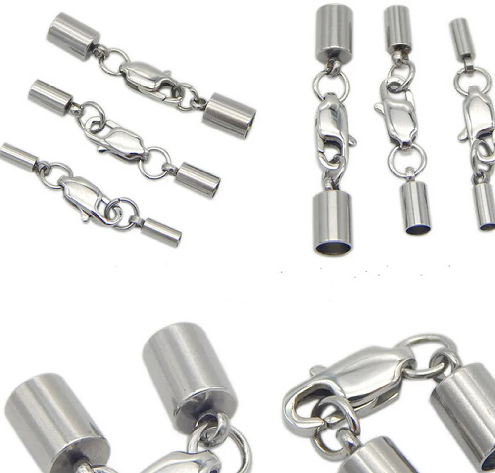 5 Stuks Rvs Lederen Koorden Kreeft Sluitingen Haken Connectors Lederen Touw DIY Ambachten Sieraden Maken Fit 1.5/2/2.5/3/4mm