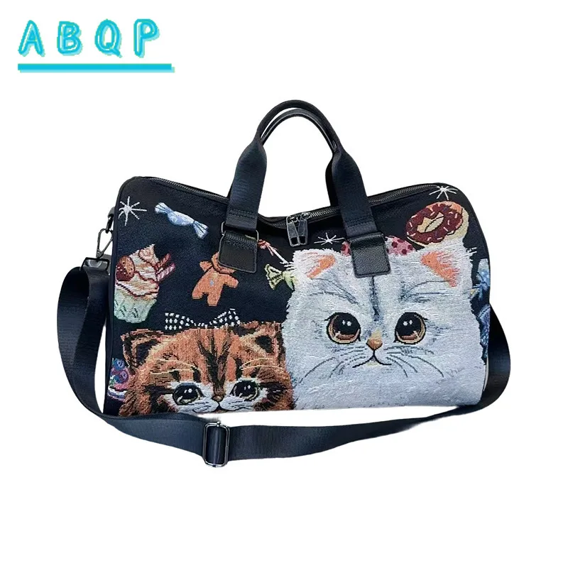 New Travel Handbag Luxury Brand Cat Group Women's Travel Handbag Multi-function Personalized Short-distance Storage Luggage