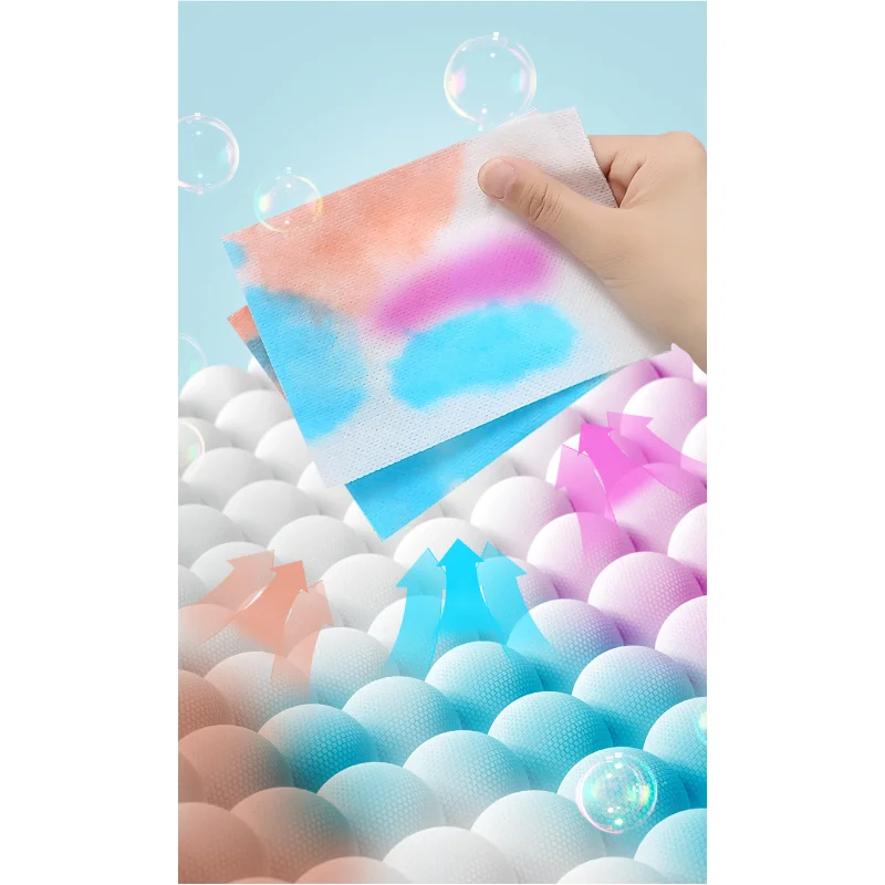 50PCS Laundry Detergent Tablet Sheet Washing Wipe Washing Machine Tide Color Catcher Grabber Sheet Bubble Cloth Anti Dyed Home