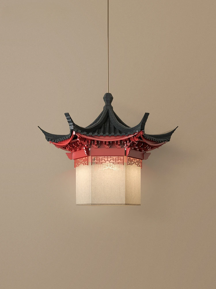 solid wood loft pendant lamp, Zen restaurant lamp, dining corridor designer, hotel and homestay lighting customization