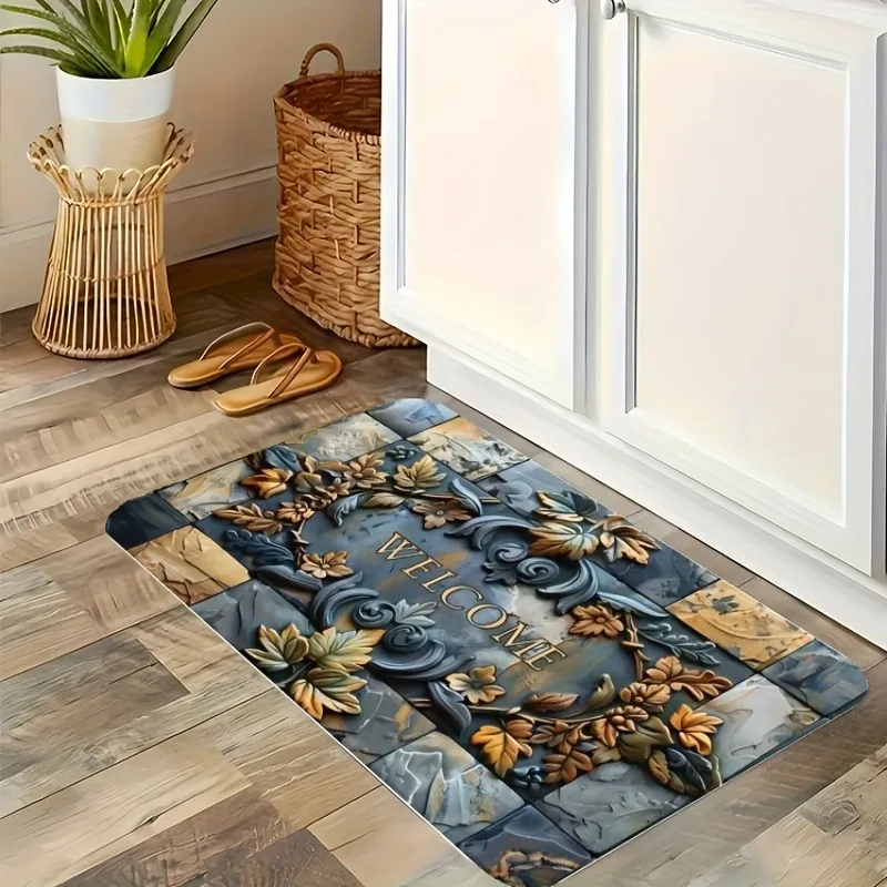 

1PC WELCOME Pattern Kitchen Rug Non-Slip Door Mats Pop design Bathroom Rug Bath Mat Carpet for Home Sink Laundry Decor