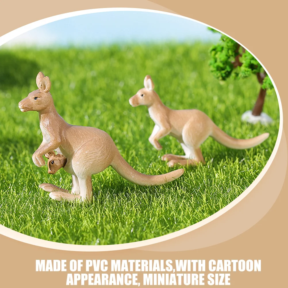 

4pcs Mini Kangaroo Micro Landscape Pvc Bonsai Decor Small Animal Ornament Space-Saving Garden Decoration Miniature Statue For