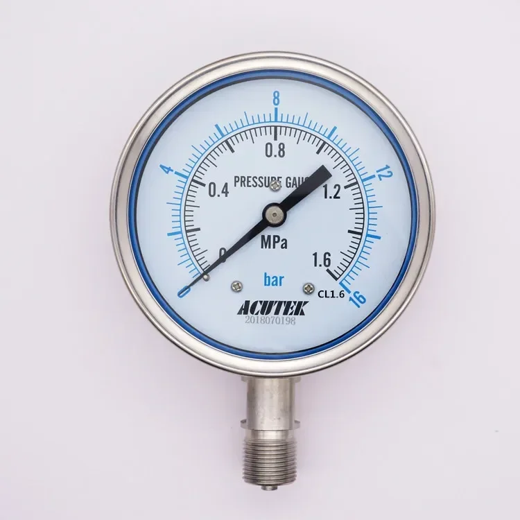 

Y100BF -0.1-160 Mpa 316 Stainless Steel Positive and Negative Vacuum Pressure Gauge Natural Gas Petrochemical Electric Power