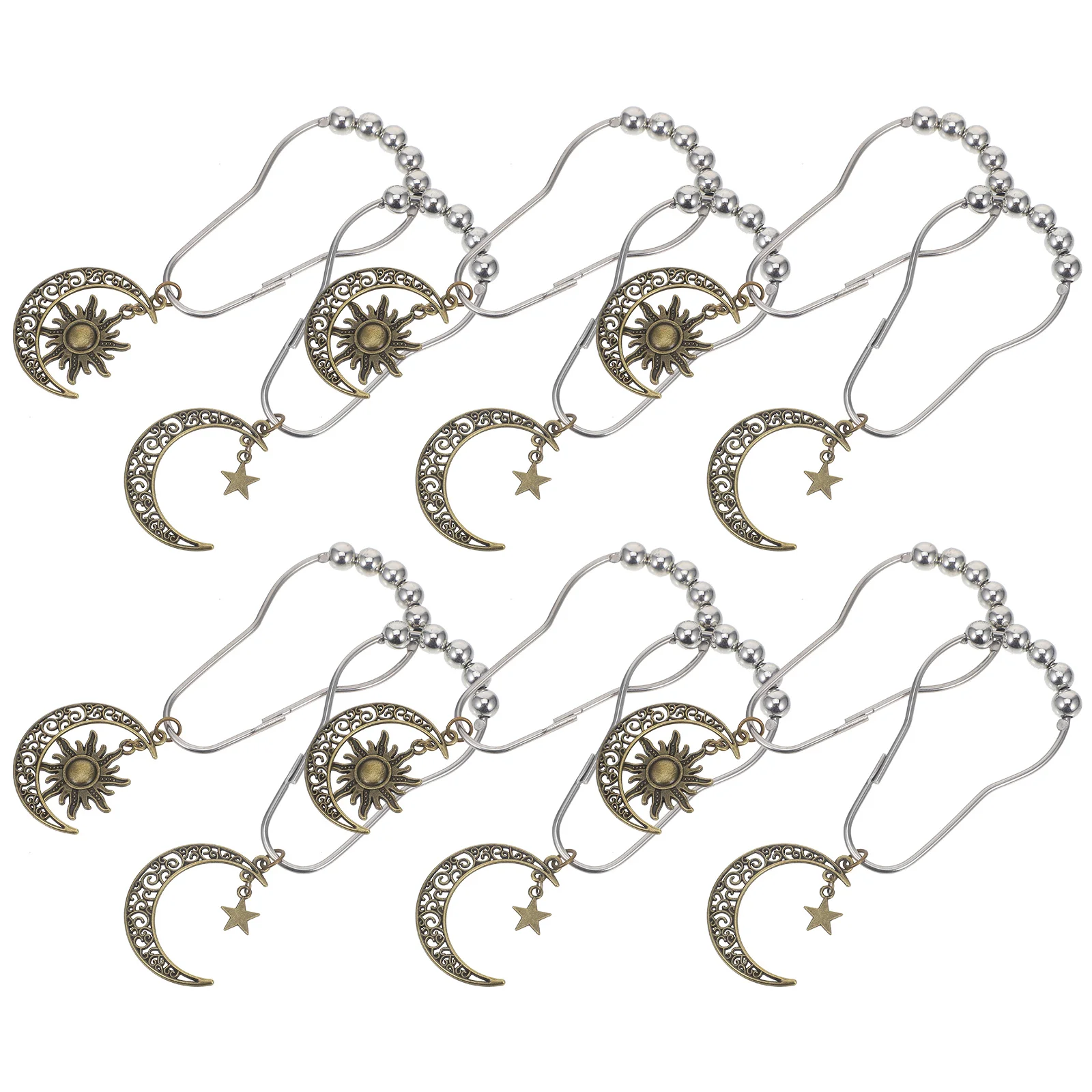 

12 Pcs Retro Pendant Hooks Zinc Alloy Bath Curtains Decorative Shower Hardware Bathroom Accessories Curtain Hangers
