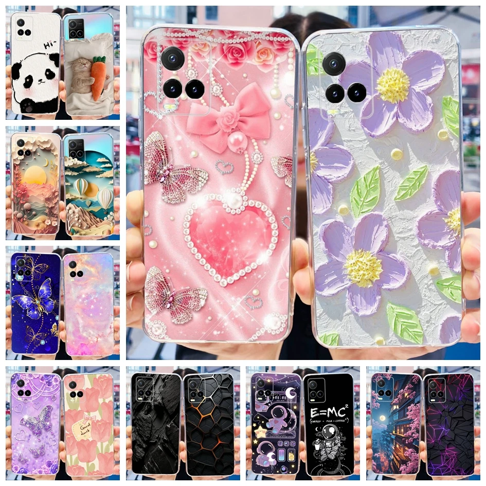 For Vivo Y33s V2109 Case Y21 2021 V2111 Cover Fashion Flower Soft Clear Silicone Slim Fundas For Vivo Y21t Y33t Y21a Y21s Bumper