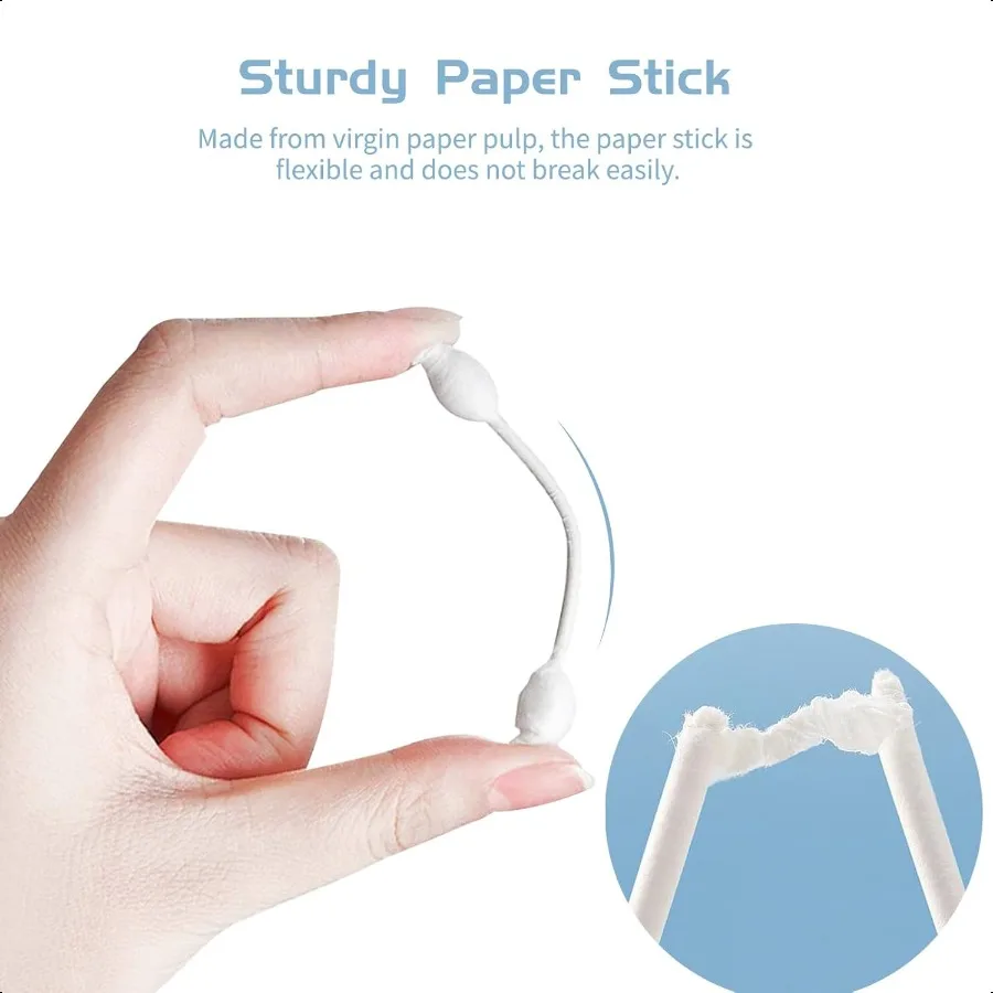 新生児用大型綿棒、紙軸付きベビー綿棒、4パック計224本入り