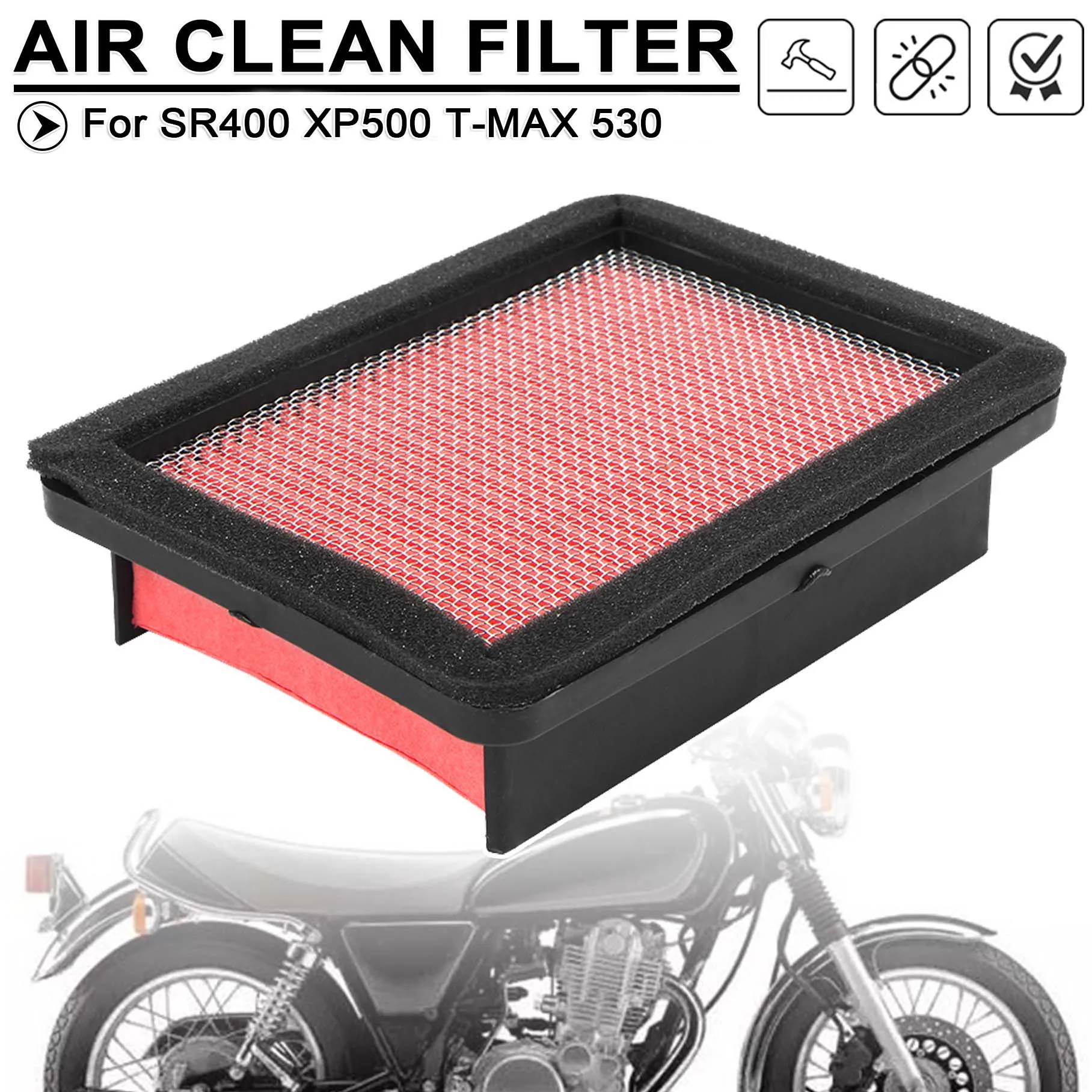 Para YAMAHA SR400 SR 400 XP500 XP 500 T-MAX 530 TMAX 530 TMAX530 filtro de entrada de aire de elemento limpio de purificación de motor de motocicleta