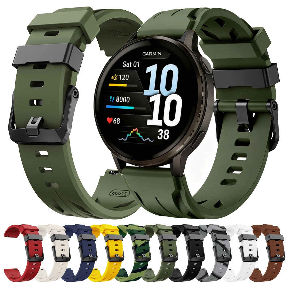 22mm/20mm Silikonarmband für Garmin Forerunner 570 265 255 165 55 / Vivoactive 6 5 4 / Venu 4 3 2 Plus Smartwatch Armband