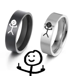 Teamer Trend Funny Middle Finger Stickman Ring Women Hip Hop Doodle Rings For Man Friends Couple Birthday Gifts Jewelry
