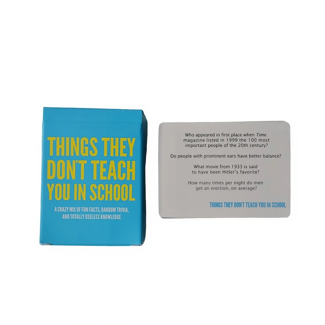

《Things They Don'T Teach You in School》 English Version Card Game, Board Game, Interactive Tabletop Game, Contains 110 Cards and 440 Questions, Party Supplies, Suitable as a Gift, Suitable for Christmas, Halloween