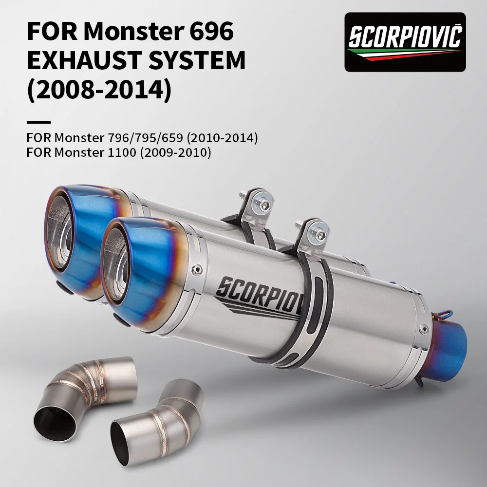 

Slip On For Monster 696 695 795 796 1100 Exhaust Pipe Hypermotard 796 Motorcycle Mid Pipe 51mm Muffler Escape