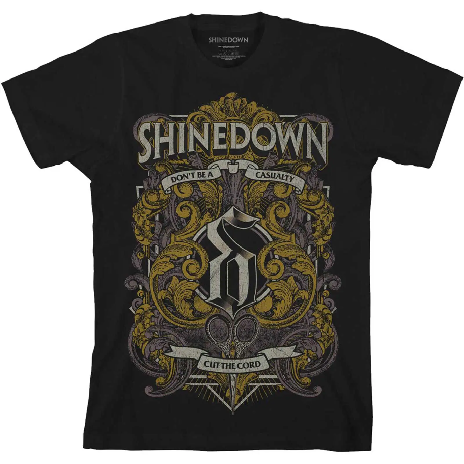 Men'S Shinedown Ornamental Scissors T Shirt Medium Black