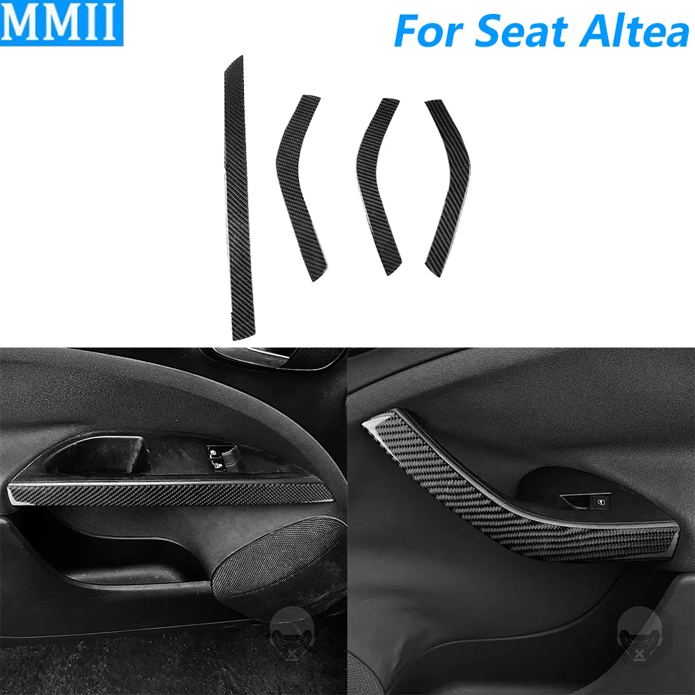 

For Seat Altea 2004-2008 Carbon Fiber Inner Door Armrest Handrail Panel Cover Trim Car Accessories Interior Decoration Sticker